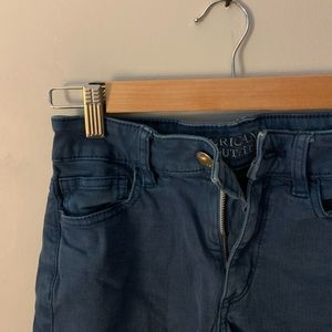 Blue washed denim shorts